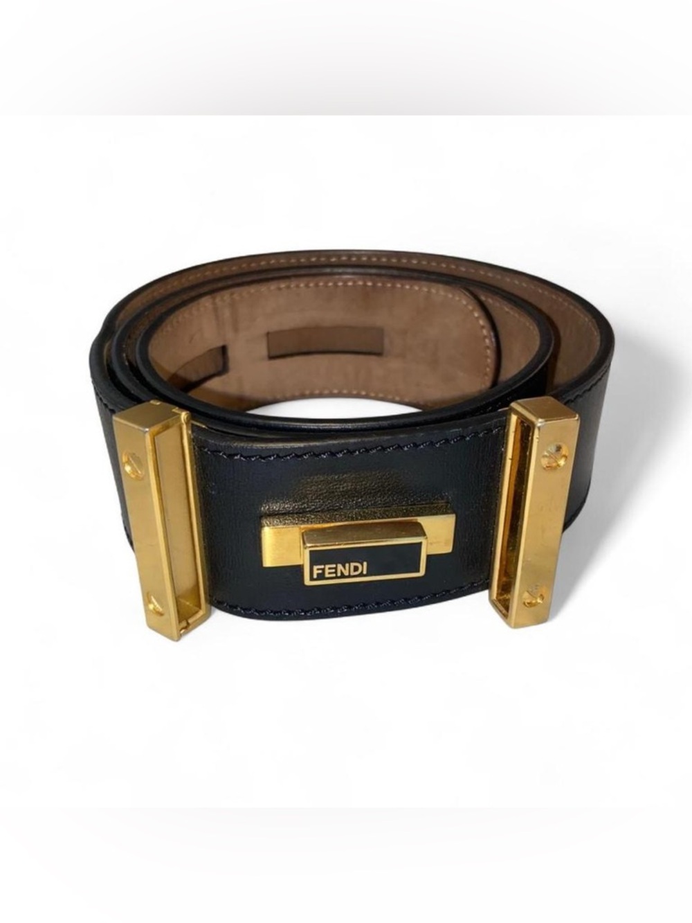 Fendi Vintage Leather Gold Logo Belt - Picture 3 of 8